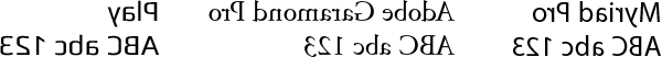 Typography specimens for Myriad Pro, Adobe Garamond Pro, and Play.